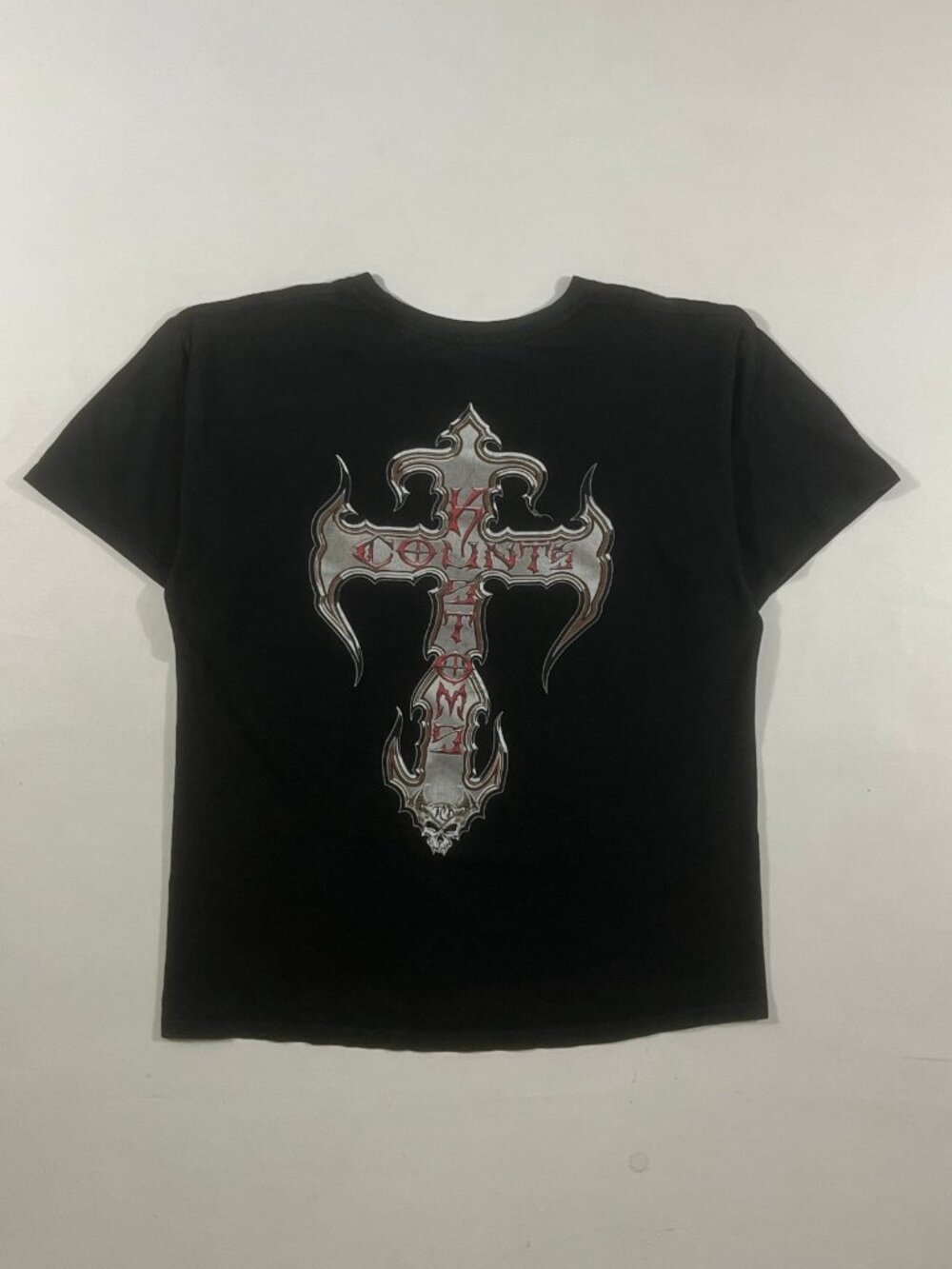 Count's Kustoms Las Vegas Gothic Cross Skull Biker Graphic Tee Black